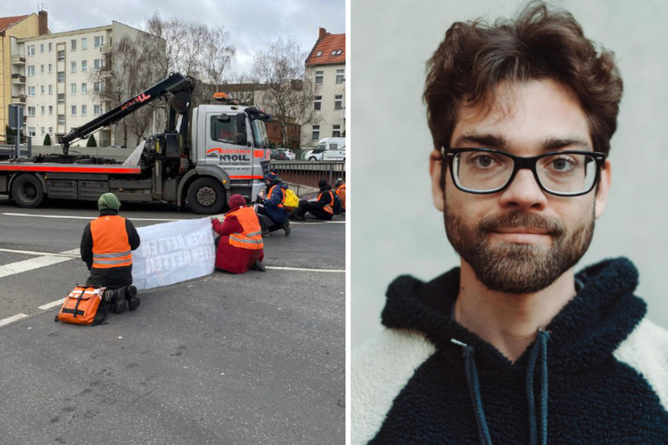 Die Letzte Generation blockiert in Berlin regelmäßig Straßen. Kevin Hecht (31, rechts) muss wegen der Klebeaktionen am 31. Juli seine Haftstrafe antreten.