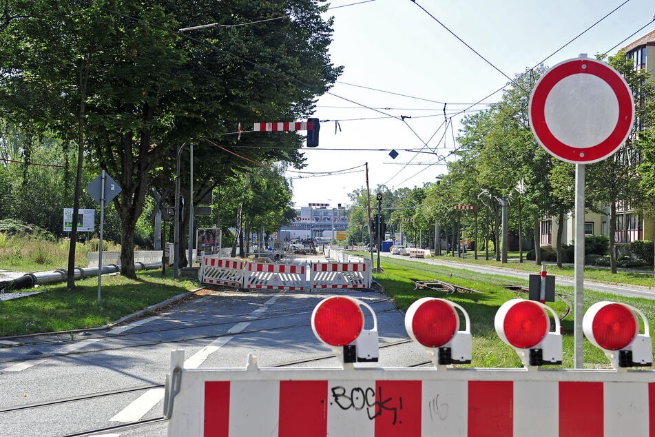 Die Baustelle in der Annaberger Straße zwischen Annen- und Gustav-Freytag-Straße geht noch bis Ende 2024.