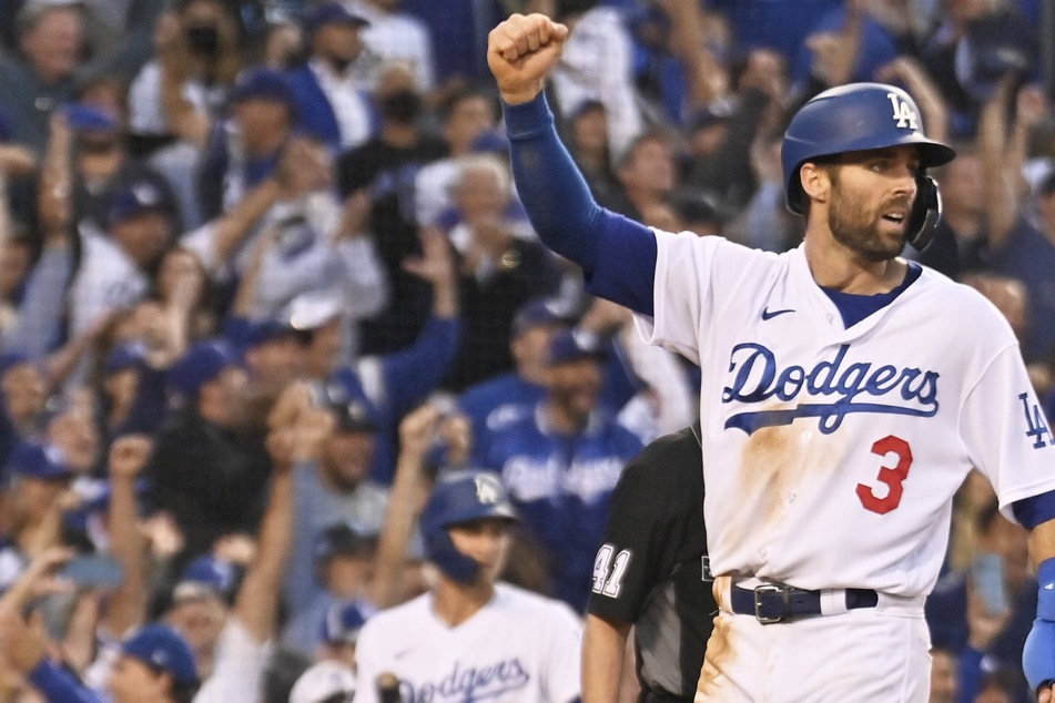 Dodgers third baseman Chris Taylor's bat was too hot to handle in game five.