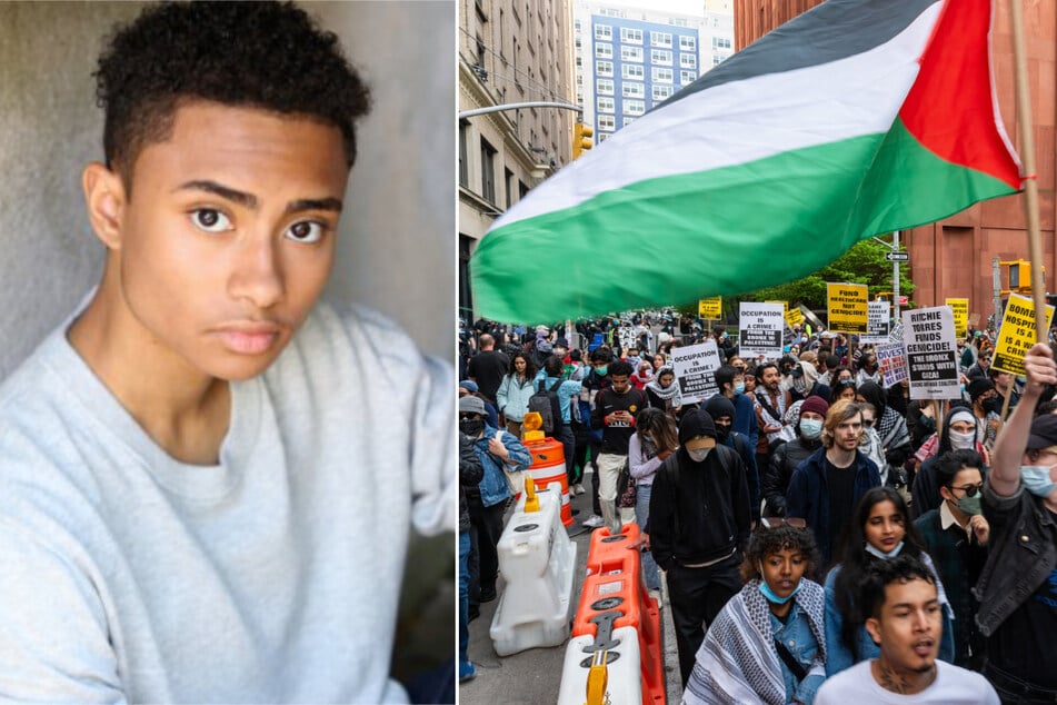 New York University is withholding the diploma of student Logan Rozos (l.) for condemning the atrocities in Palestine in his graduation speech.