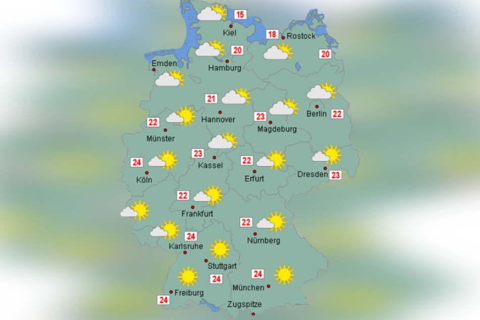 Bereits am Samstag wird es fast überall in Deutschland wieder sonnig und warm.