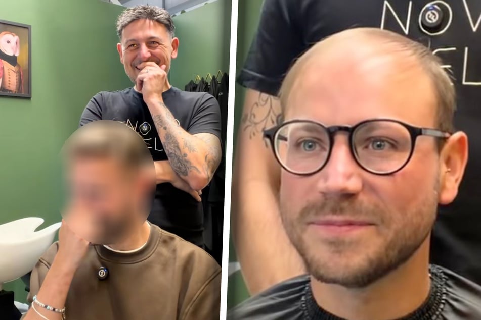 Mann bekommt Toupet verpasst: Beim Blick in den Spiegel ist er platt