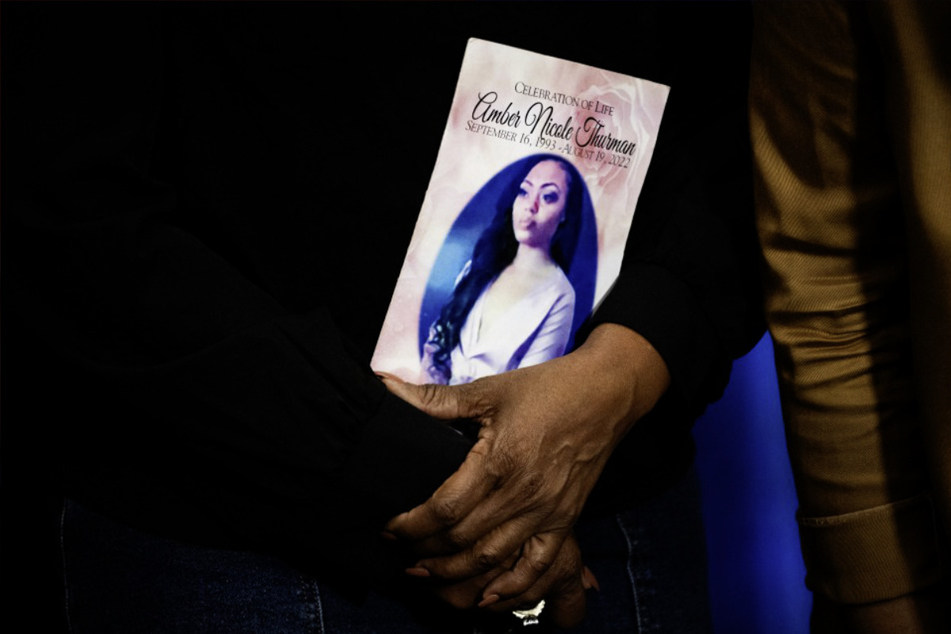 Shanette Williams, the mother of Amber Nicole Thurman, who ProPublica reported died in 2022 from a treatable infection due to delays to her medical care stemming from Georgia’s restrictive abortion law, holds a photo of her daughter.