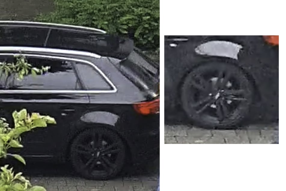 Der Audi A3 hat auffällige schwarze Felgen mit fünf Doppelspeichen (r.) sowie eine silberfarbene Dachreling und silberfarbene Einfassung der Seitenfenster.