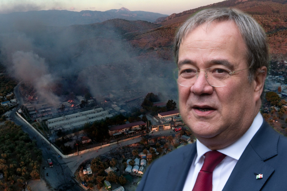 NRW soll laut Ministerpräsident Armin Laschet (59, CDU) nach dem verheerenden Brand in Camp Moria schnelle humanitäre Hilfe leisten. (Fotomontage)