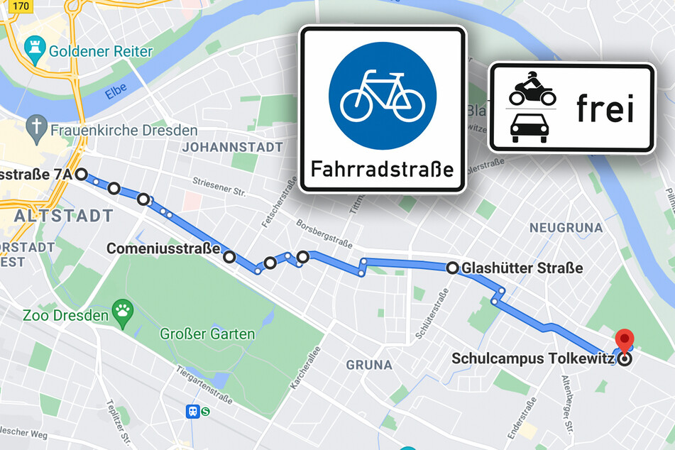 Über diese Route und mit dieser Beschilderung könnte die künftige Fahrradvorrangstraße parallel zu den Hauptstraßen verlaufen.
