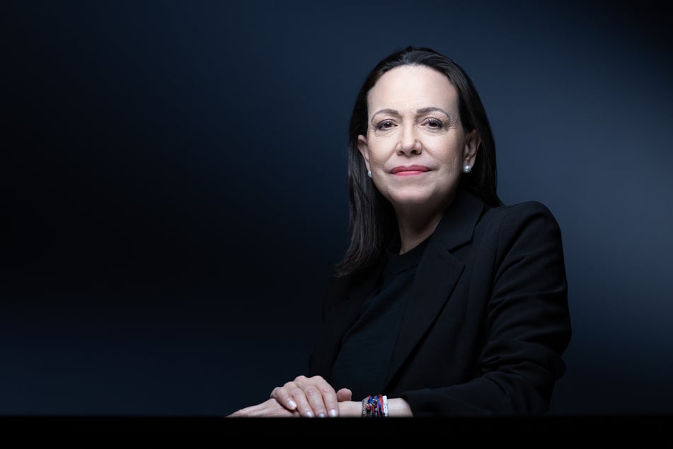 Venezuelan opposition leader and 2025 Nobel Peace Prize winner Maria Corina Machado poses during a photo session in Paris on April 14, 2026