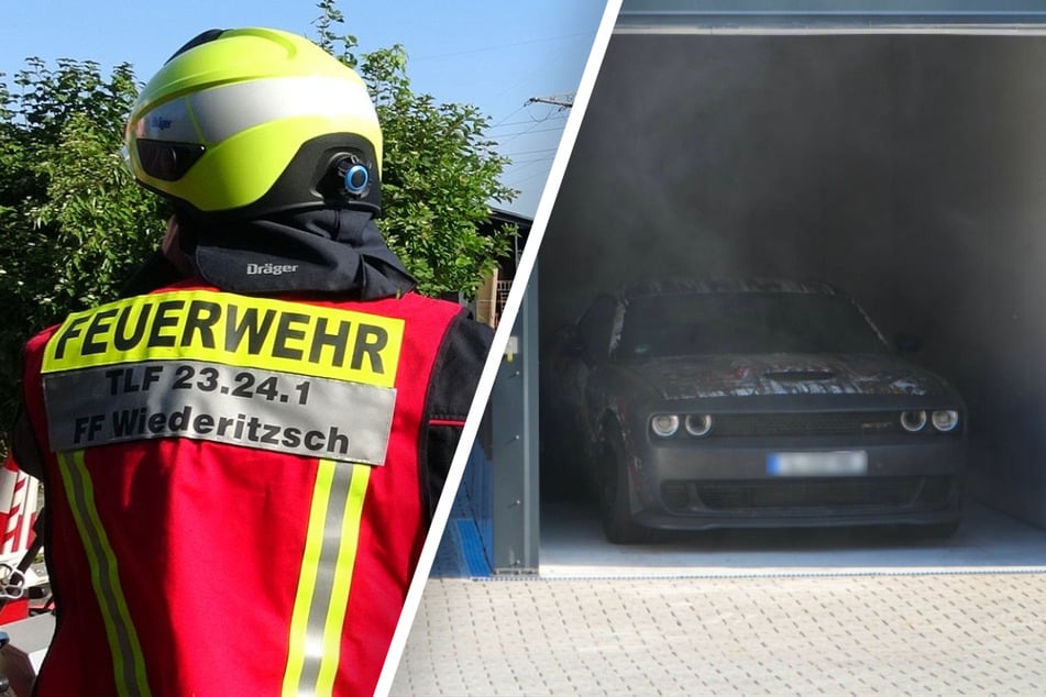Leipzig: Dodge Challenger völlig verqualmt: Feuerwehr im Leipziger Norden im Einsatz