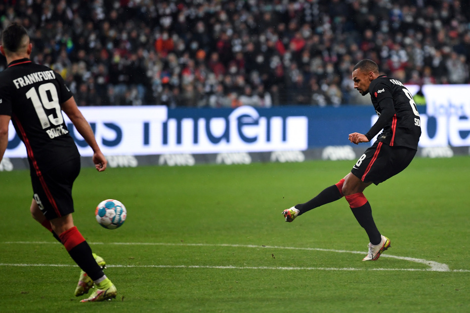 Djibril Sow netzte in der 22. Minute wunderschön zum 1:0 für Eintracht Frankfurt gegen den 1. FC Union Berlin ein.