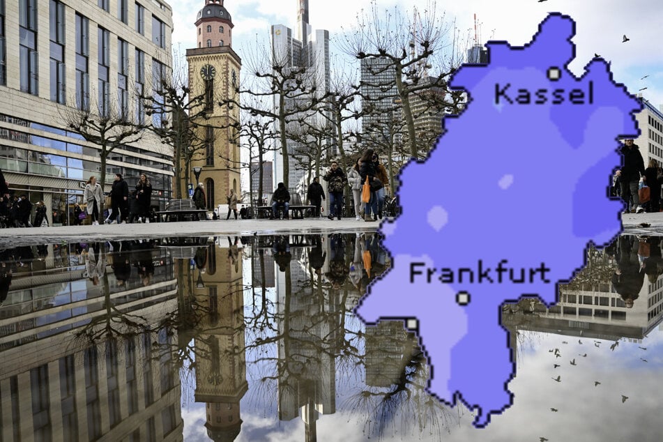 In den kommenden Tagen wird es in ganz Hessen - wie hier an der Hauptwache in Frankfurt - immer wieder regnen.