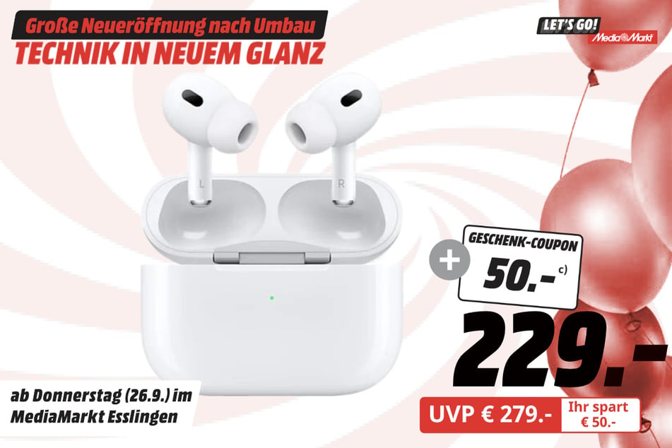 Apple AirPods für 229 Euro PLUS 50-Euro-Coupon.