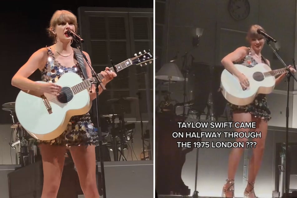 Taylor Swift surprised fans at The 1975 concert in London on Thursday.
