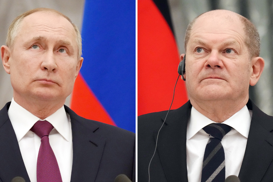 Russlands Präsident Wladimir Putin (70, links) hat Deutschland und den Verbündeten vorgeworfen, dass das Kiewer Regime mit Waffen aufgepumpt werden würde.