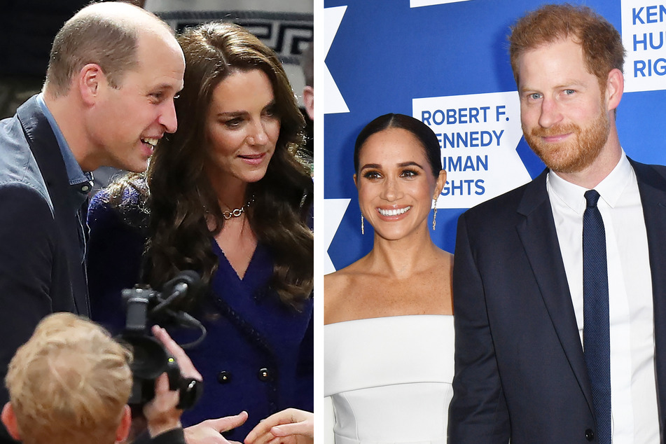 Die britische Presse steht auf der Seite von Prinz William (40) und Prinzessin Kate (40) gegenüber Meghan Markle (41) und Prinz Harry (38, v.l.).