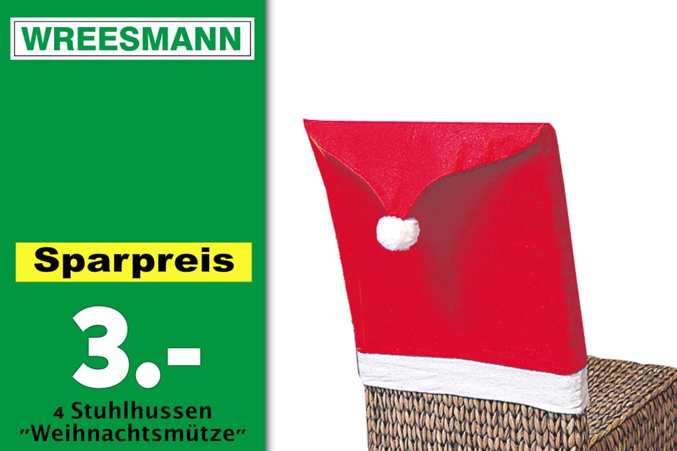 4 Stuhlhussen "Weihnachtsmütze"