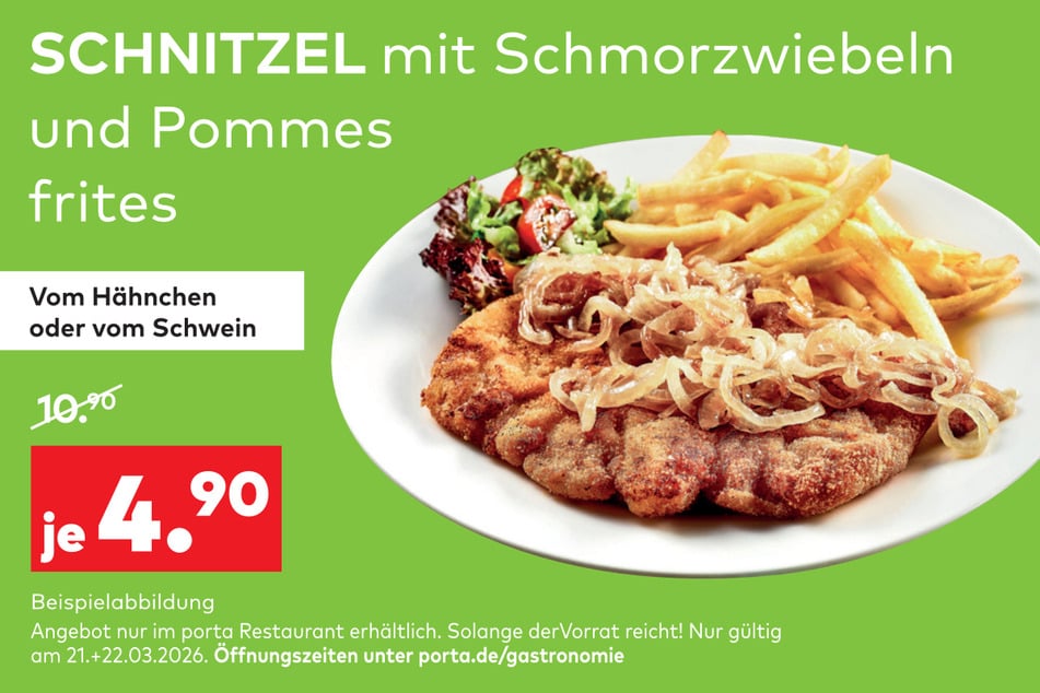 Im hauseigenen Restaurant könnt Ihr beim Schnitzel über die Hälfte sparen.