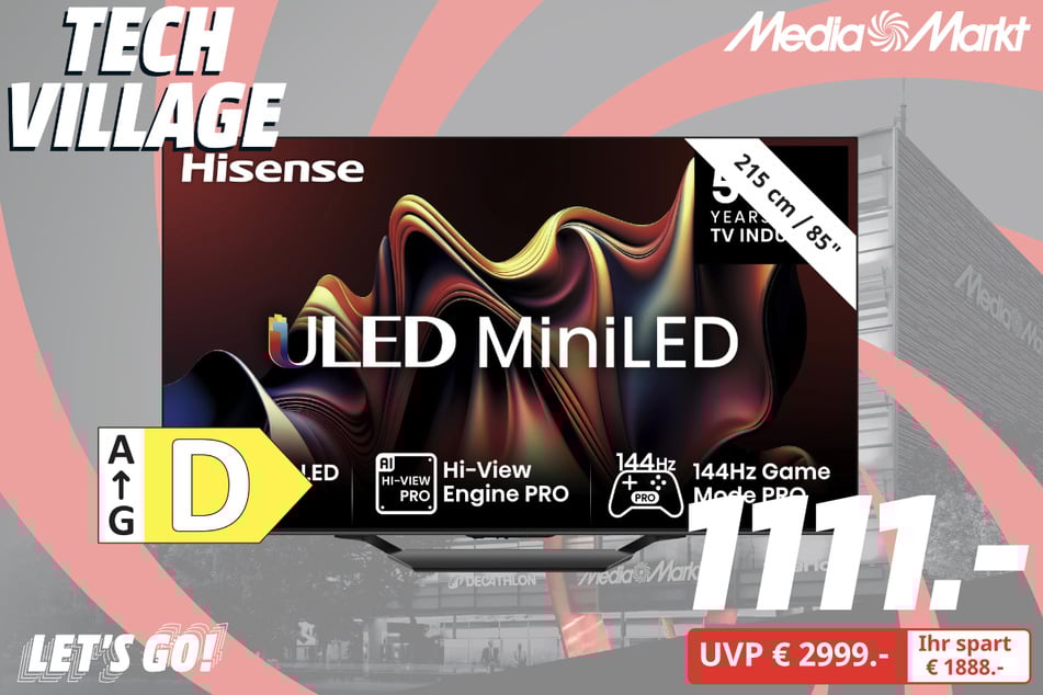 85-Zoll Hisense-Fernseher 85U7NQ für 1.111 statt 2.999 Euro.