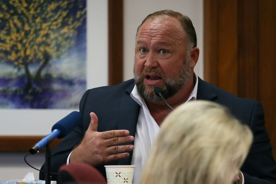 Alex Jones is called to testify at the Travis County Courthouse during the his defamation trial in Austin, Texas.