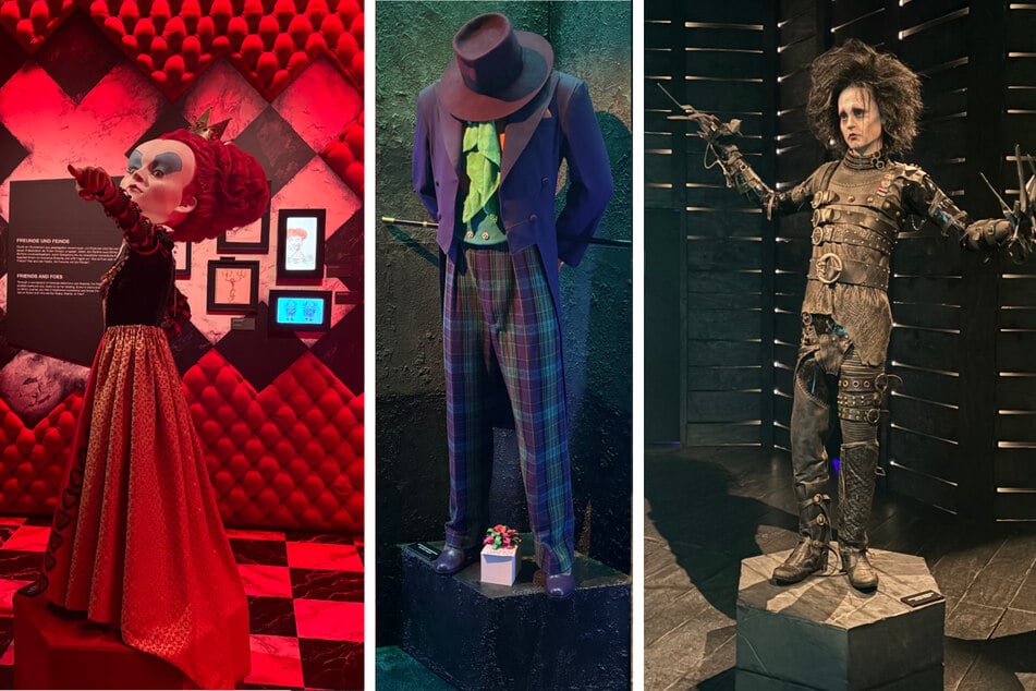 Diese drei Figuren sollten jedem bekannt sein (v.l.n.r.): Die Rote Königin aus "Alice im Wunderland", Willy Wonka aus "Charlie und die Schokoladenfabrik" und Edward aus "Edward mit den Scherenhänden".