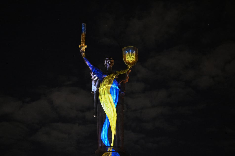 The Motherland Monument is pictured in Kyiv, Ukraine, on September 18, 2025.