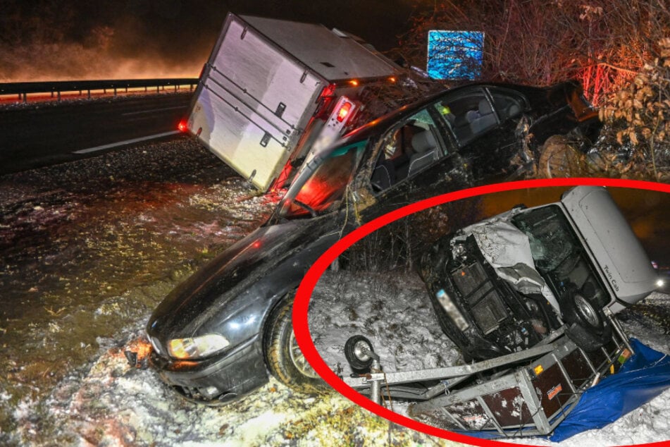 Unfall auf der A4: BMW kollidiert mit Transporter, beide schleudern in die Böschung!