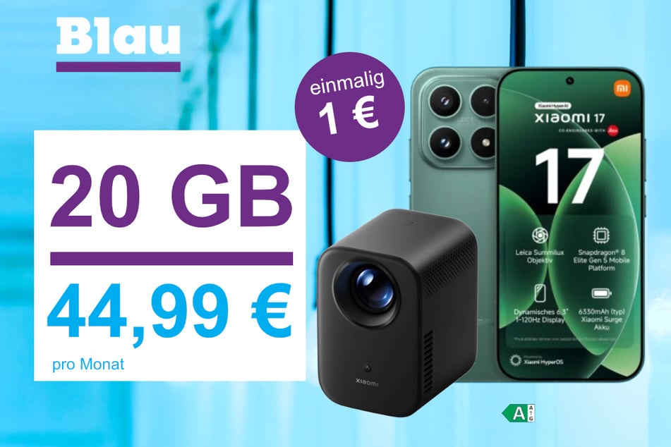 Das Xiaomi 17 Ultra (512 GB) mit Xiaomi Smart Projektor L1 im Blau Allnet M für einmalig 1 Euro.