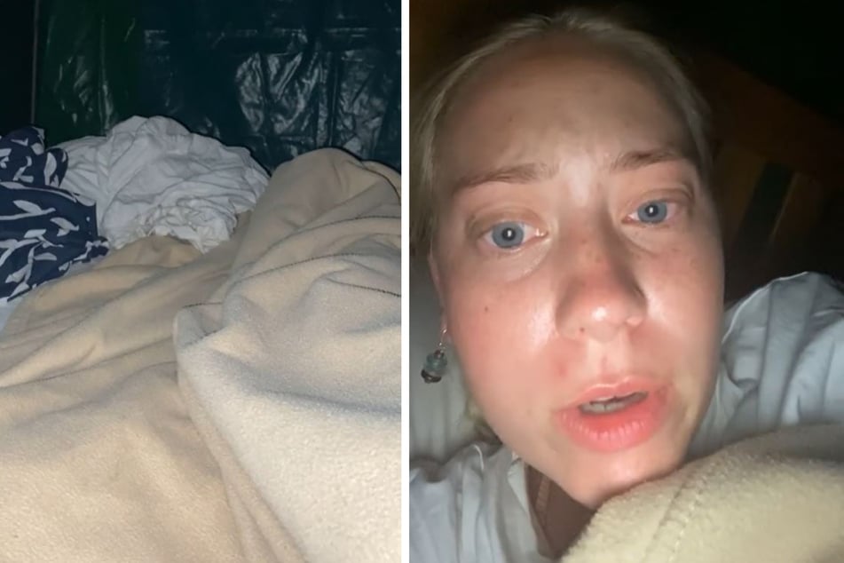 A now-viral video shows the shocking moment when a woman woke up from her nap to find a bizarre animal intruder in her yurt!