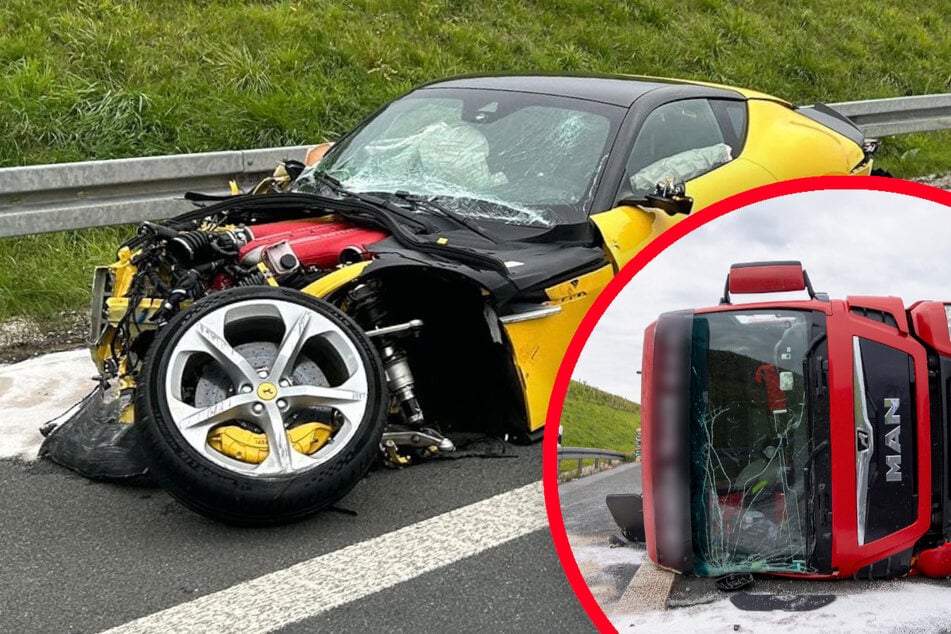 Unfall A3: Ferrari und Polestar krachen gegen Lkw: Dutzende Gaffer filmen Unfall auf A3