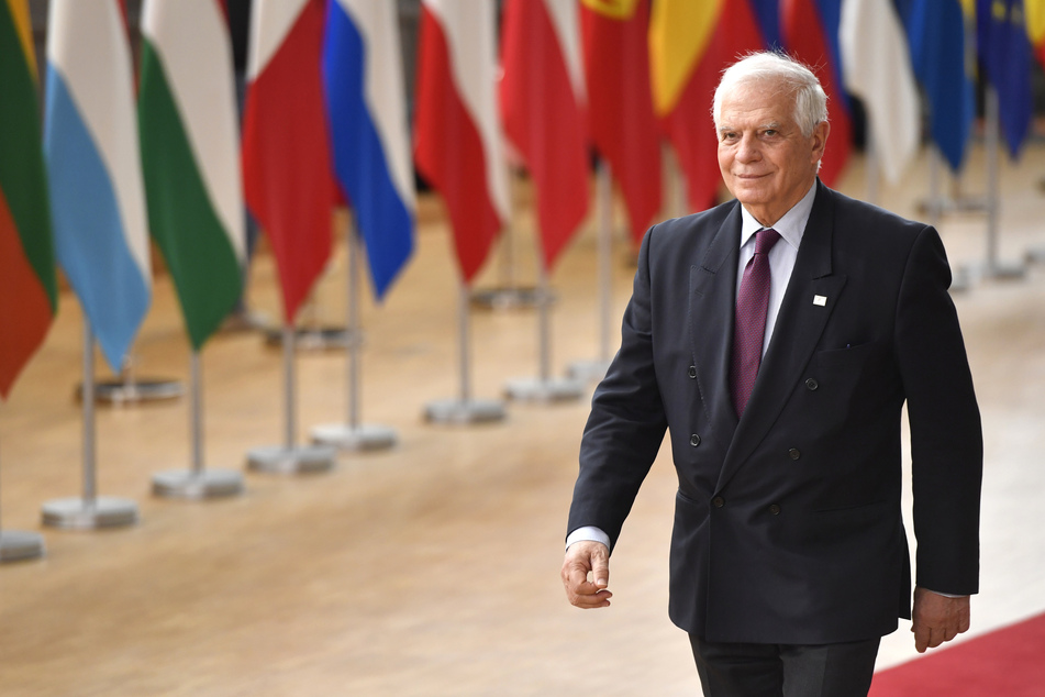 Josep Borrell, Hoher Vertreter der EU für Außen- und Sicherheitspolitik, trifft im März 2023 zu einem EU-Gipfel im Gebäude des Europäischen Rates in Belgien ein.