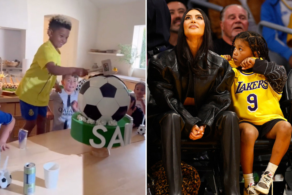 Kim Kardashian threw her son Saint West (r) a soccer-themed birthday that he will never forget!