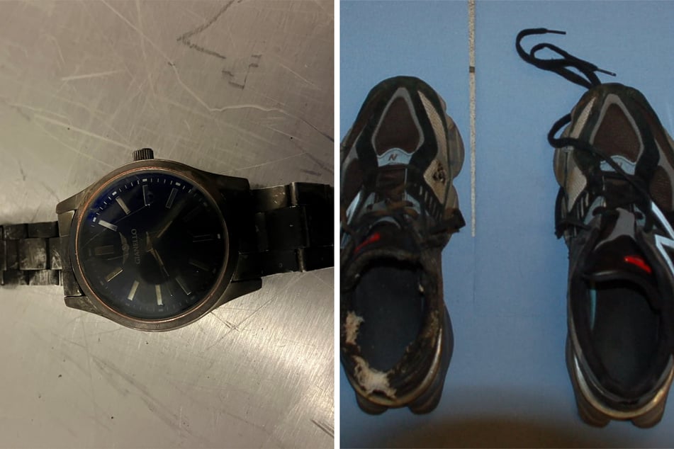 Im Rostocker Überseehafen starb ein Mann vor wenigen Tagen an einem Stromschlag. Seine Identität ist aber noch unklar. Diese Schuhe und Uhr trug er.