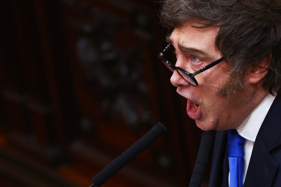 Argentina's President Javier Milei speaks during the opening session of the 144th legislative term of Congress in Buenos Aires on March 1, 2026.