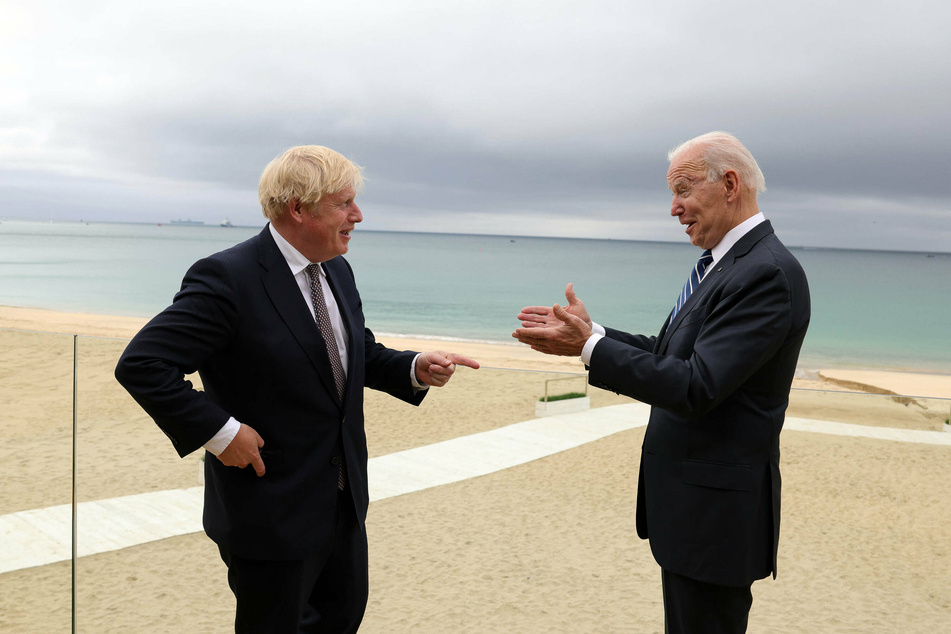 The two leaders admired the view over Carbis Bay before their meeting.