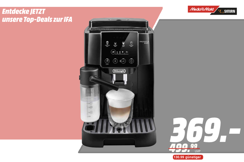 DeLonghi-Kaffeevollautomat für 369 statt 499,99 Euro.