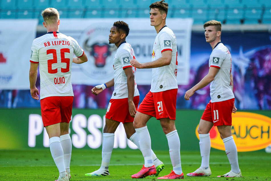 Nicht mehr in Leipzig am Ball: Das Sturmduo Patrik Schick (2.v.r.) und Timo Werner (r.).