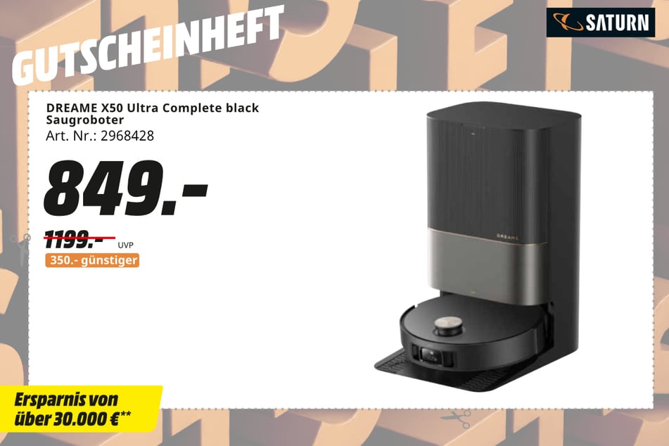 Dreame-Saugroboter X50 Ultra Complete black für 849 statt 1.199 Euro.