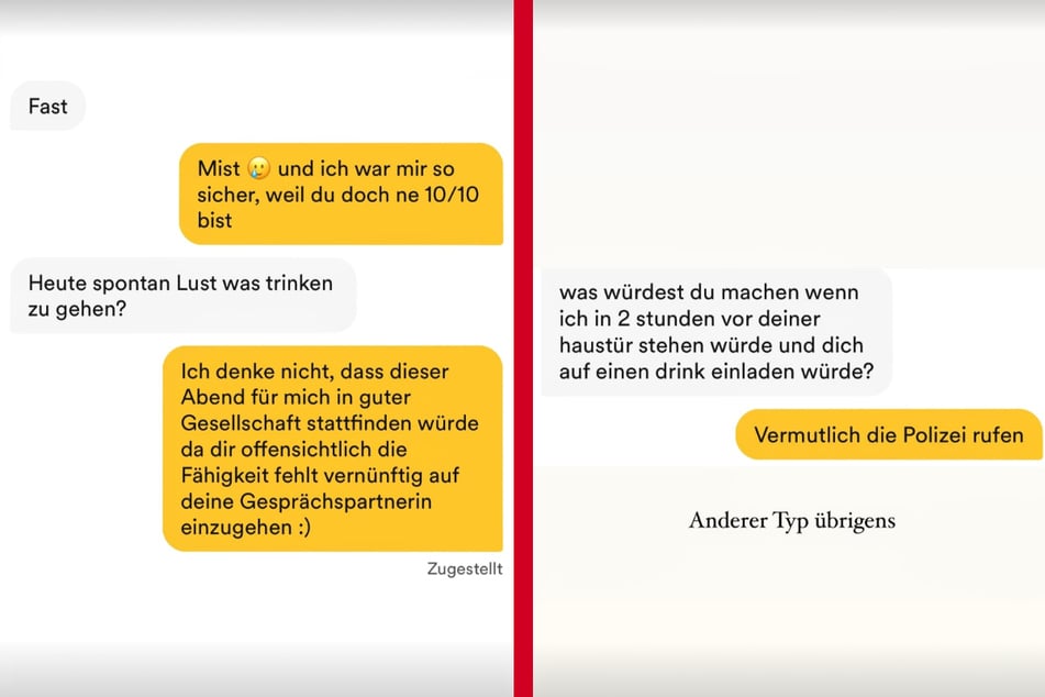 In zwei Instagram-Storys vom Freitagabend dokumentierte die 25-Jährige gescheiterte Online-Flirts.