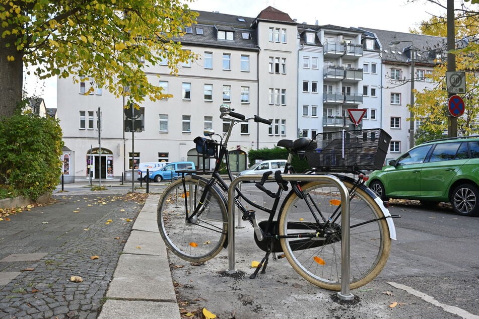 Fahrradbügel an der Leonhardstraße auf dem Kaßberg: Nach der Zonenkarte würde der Standort in Zone III liegen.