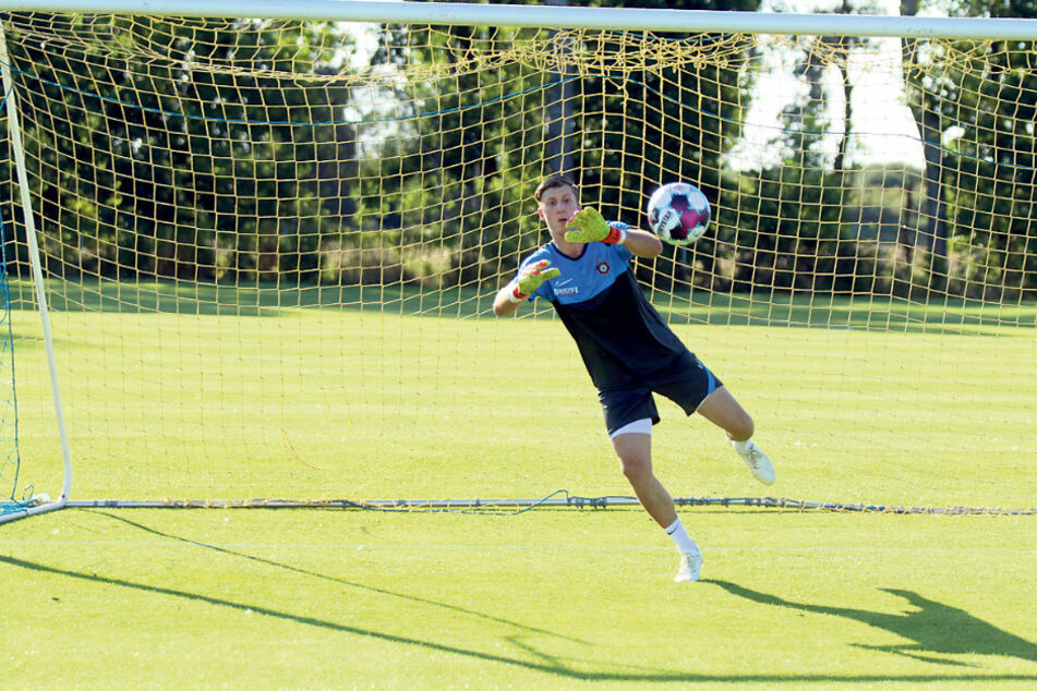 Philipp Klewin am Donnerstag beim Training im Polen-Camp.