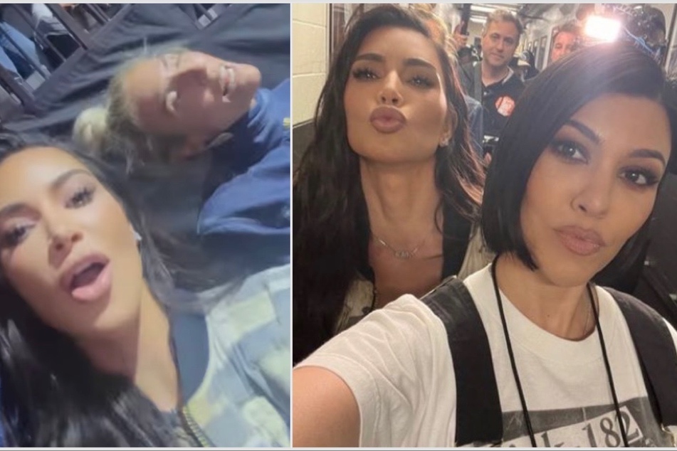 Kourtney (r) and Kim Kardashian reunited in New York City for Blink-182's concert.