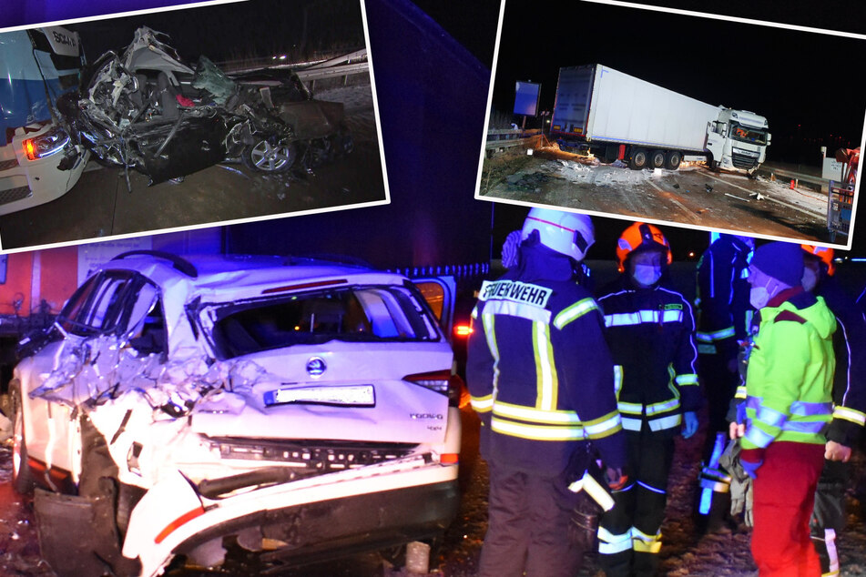 Unfall A38: Chaos auf den Autobahnen: Glatteis hält Rettungskräfte in Atem