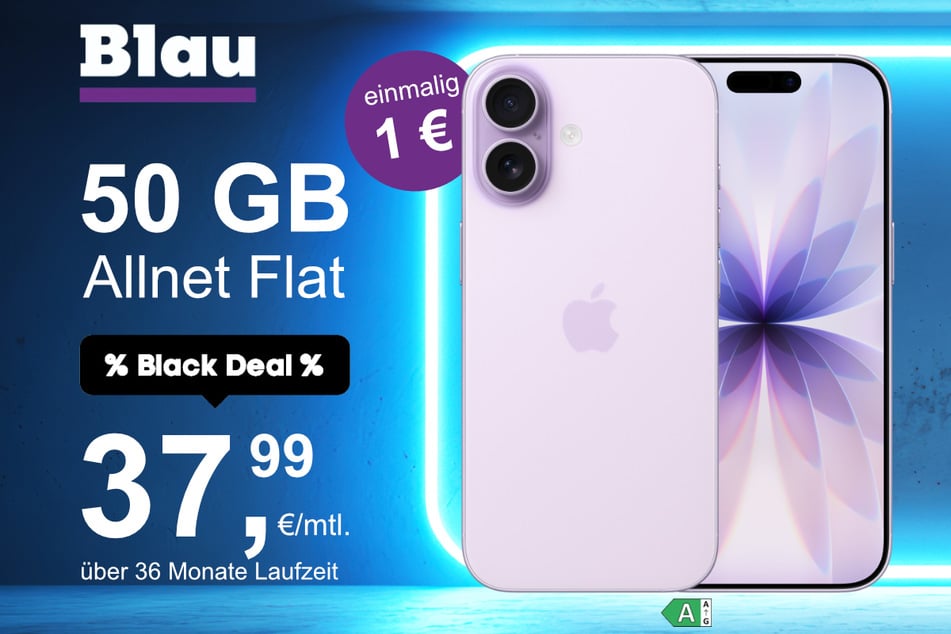 Das iPhone 17 im Blau Allnet XL für einmalig 1 Euro.