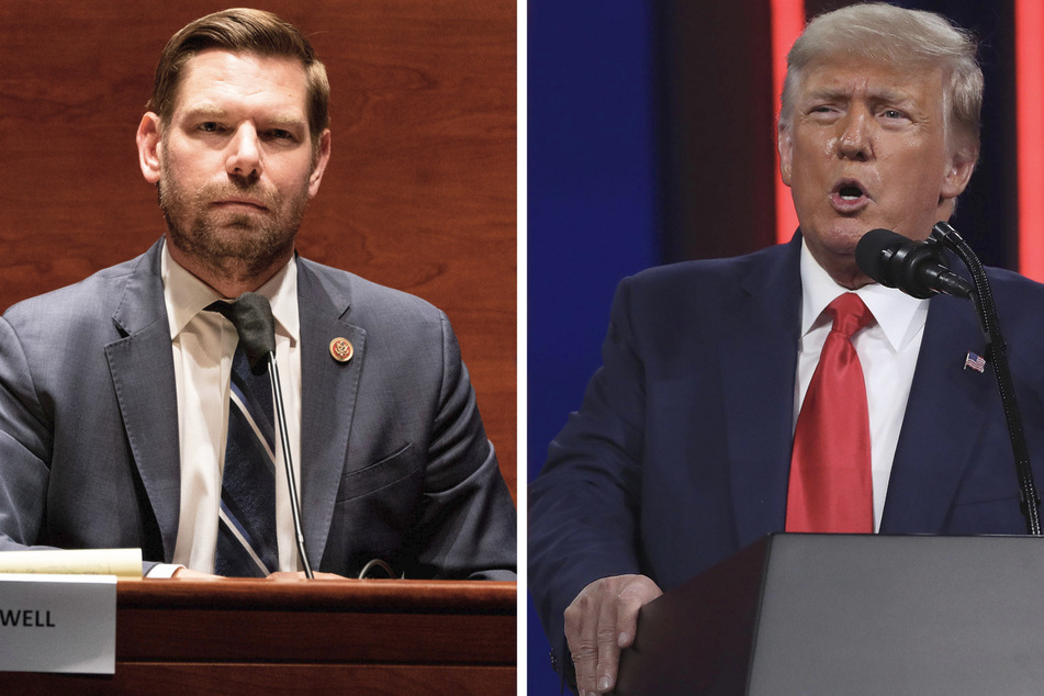 California Rep. Eric Swalwell (l.) filed a lawsuit in March against ex-president Donald Trump for his alleged role in the January 6 riot.