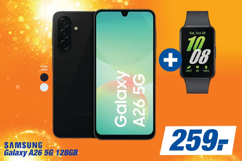 Samsung Galaxy A26 5G (128 GB) plus Samsung Galaxy Watch Fit3 für 259 Euro.