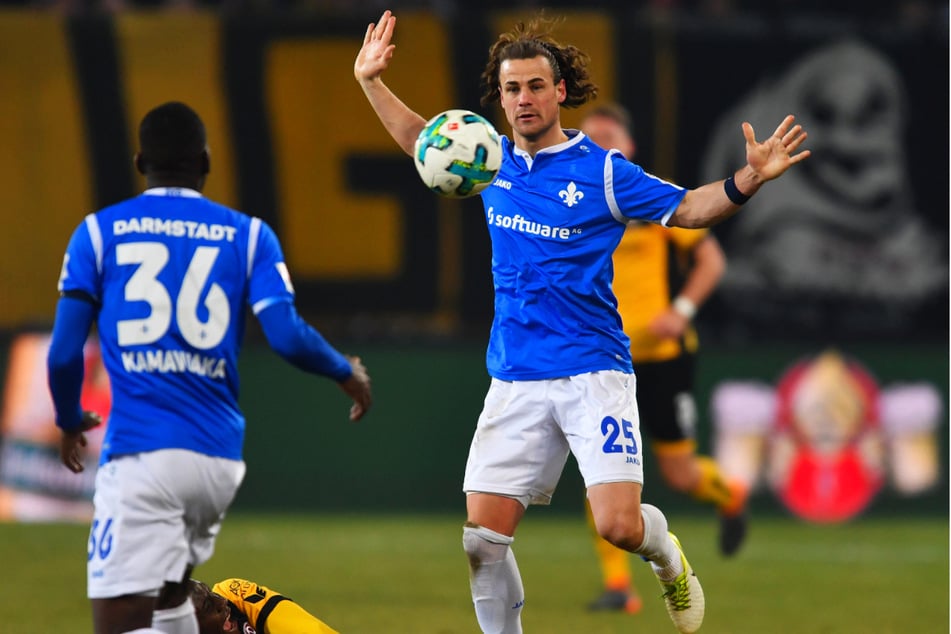 Yannick Stark (30, Nummer 25) kickte mit Darmstadt in der 2. Liga auch gegen Dynamo.