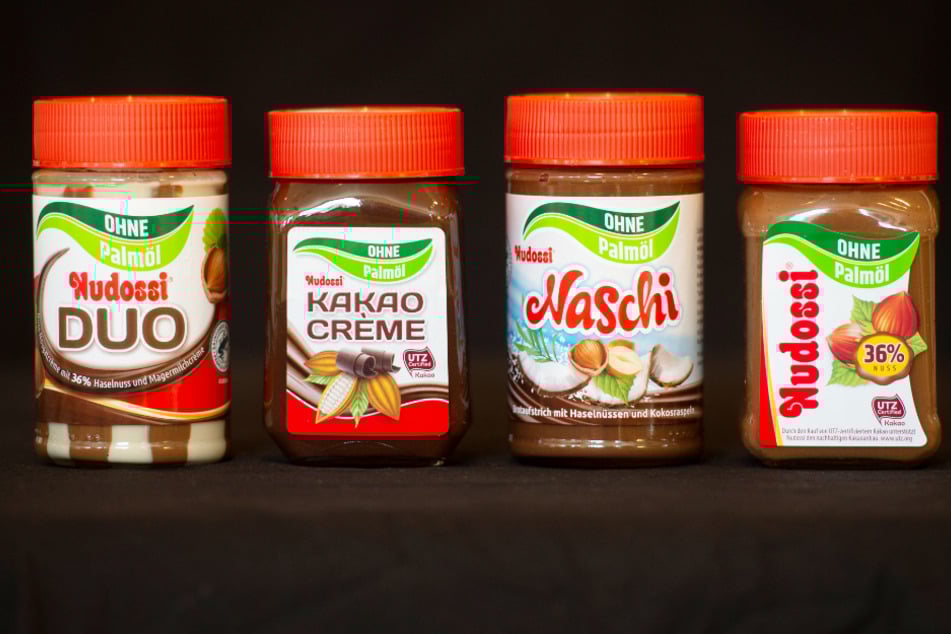 Die Produktfamilie "Nudossi palmölfrei": Nudossi Duo, Kakao Creme, Naschi und Nudossi palmölfrei.