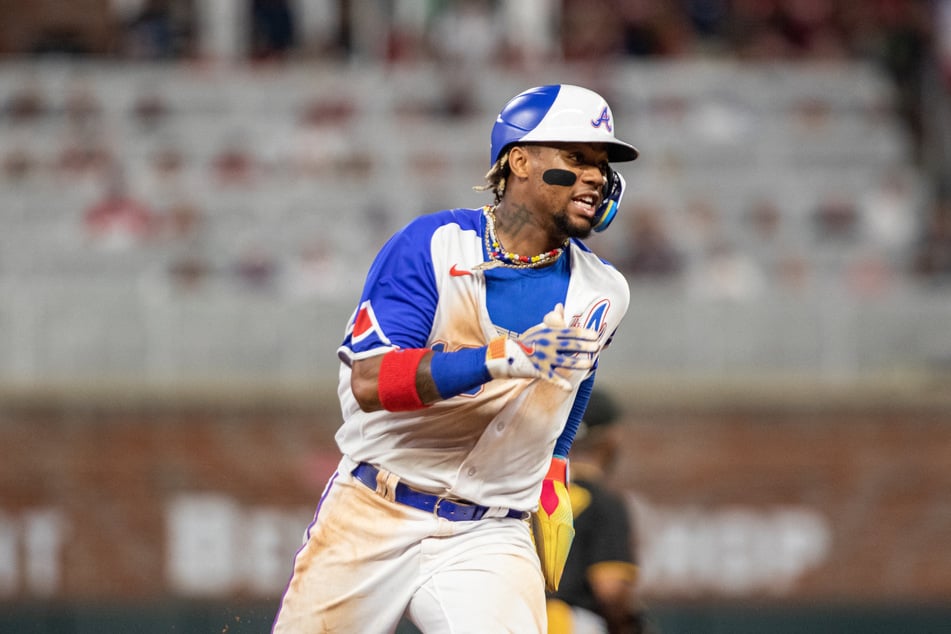 Atlanta Braves right fielder Ronald Acuña Jr. runs bases during the third inning against the Pittsburgh Pirates at Truist Park.