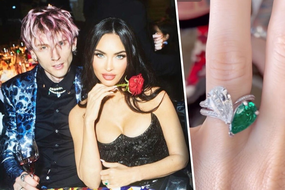 Machine Gun Kelly (l.) proposed to Megan Fox in January with a thorned engagement ring.