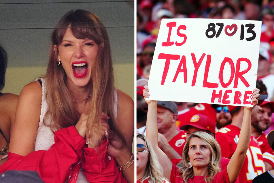 Taylor Swift (l.) first publicly attended a Kansas City Chiefs game on September 24, 2023.