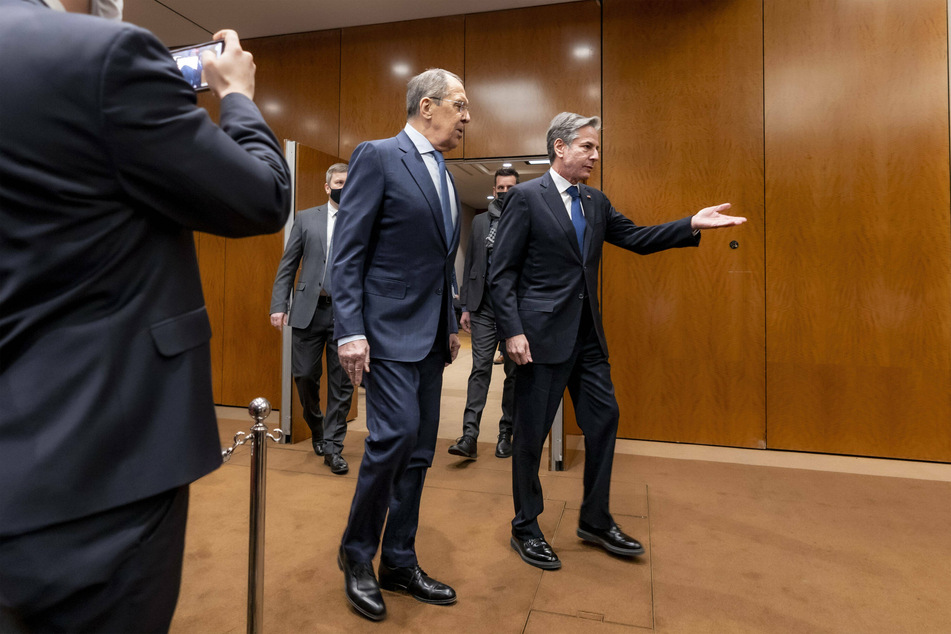 Russia's Foreign Minister Sergei Lavrov met with Secretary of State Antony Blinken (r.) on Friday.